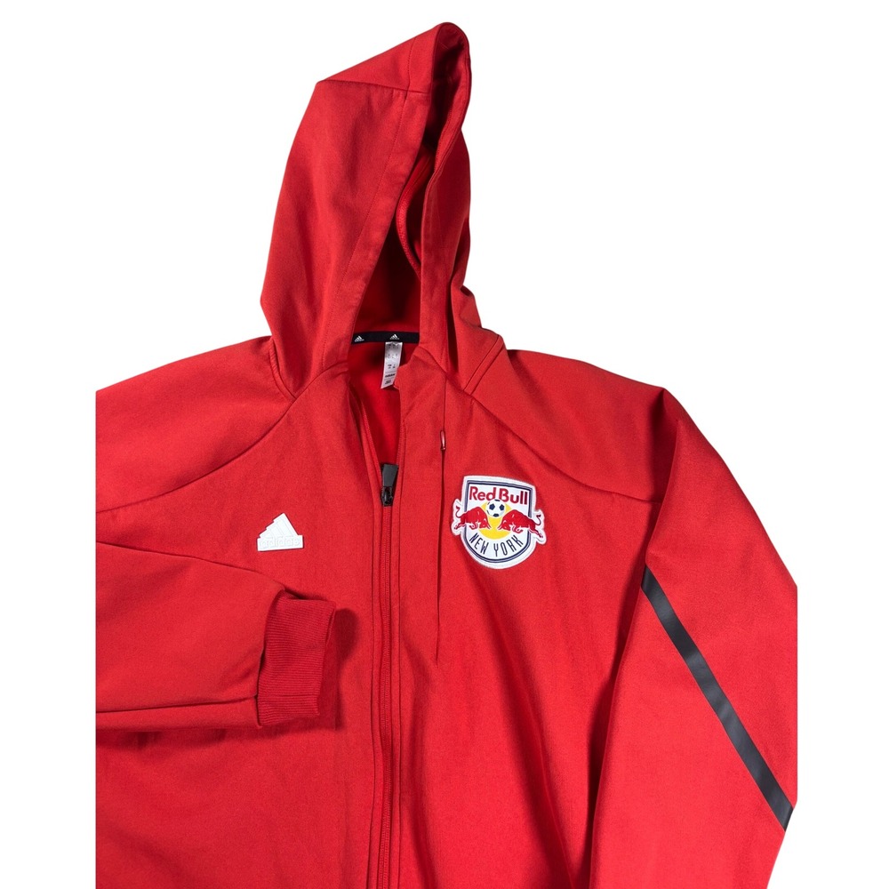 Adidas New York Red Bulls MLS Full Zip Performance Hoodie Jacket Red Mens Large